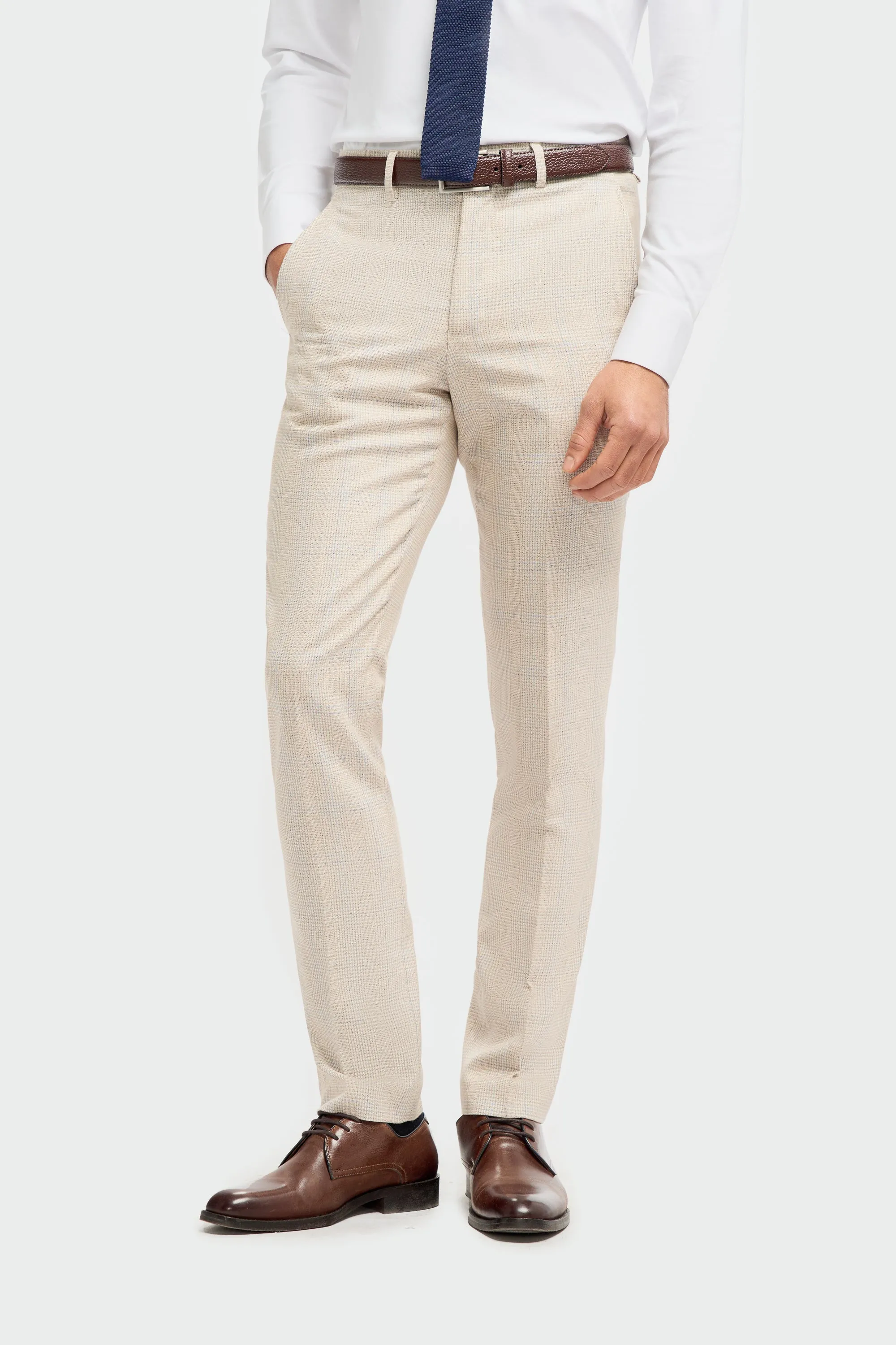 Caridi Beige Check Trousers sold by House of Cavani