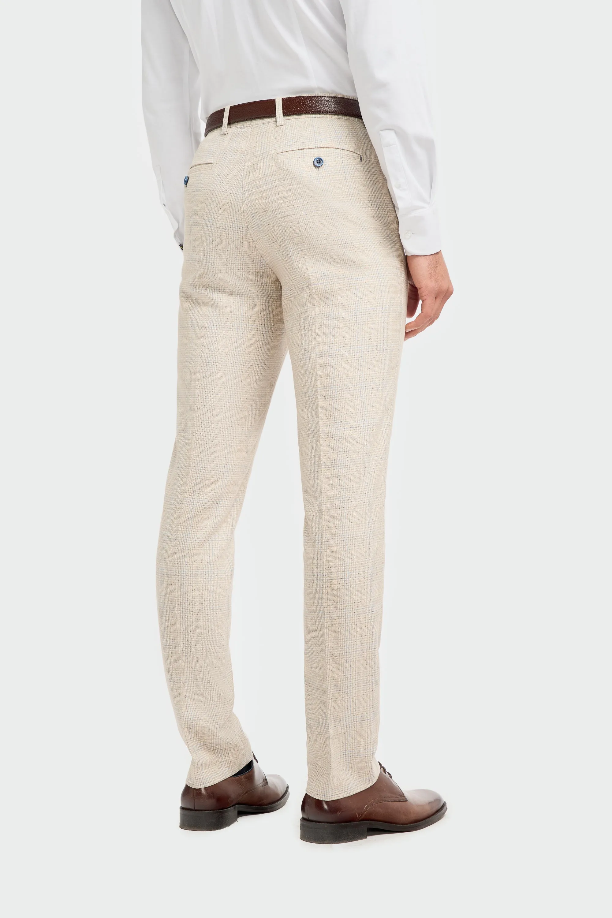 Caridi Beige Check Trousers sold by House of Cavani product image thumbnail 3