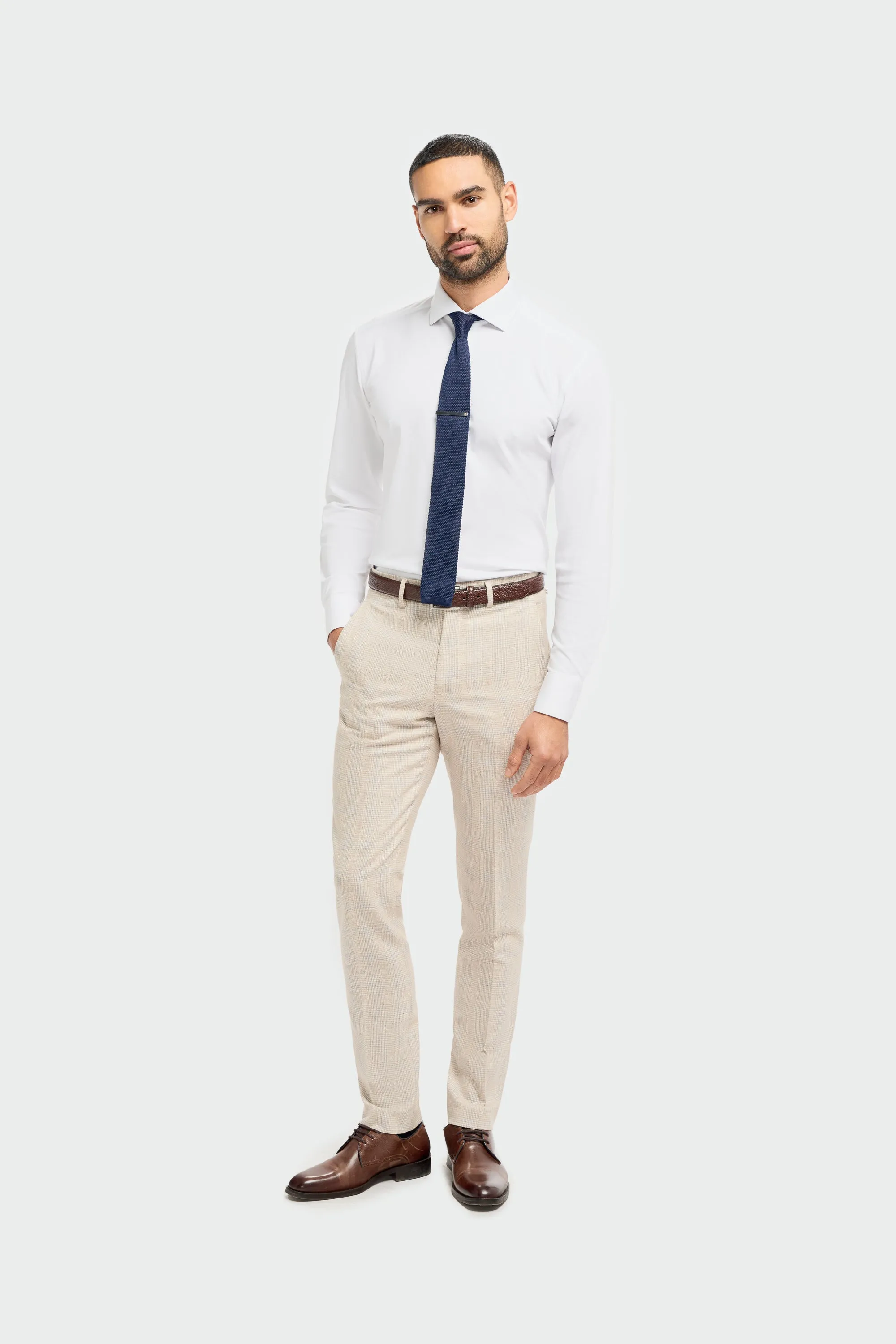 Caridi Beige Check Trousers sold by House of Cavani product image thumbnail 2