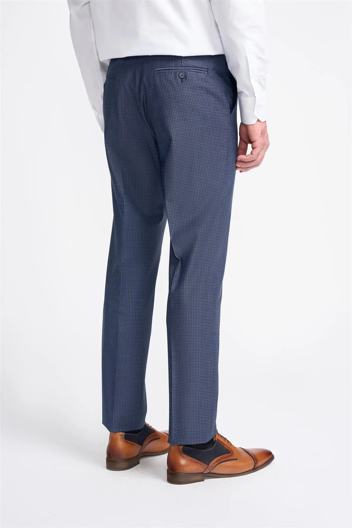 Bond Navy Check Trouser sold by House of Cavani product image thumbnail 3