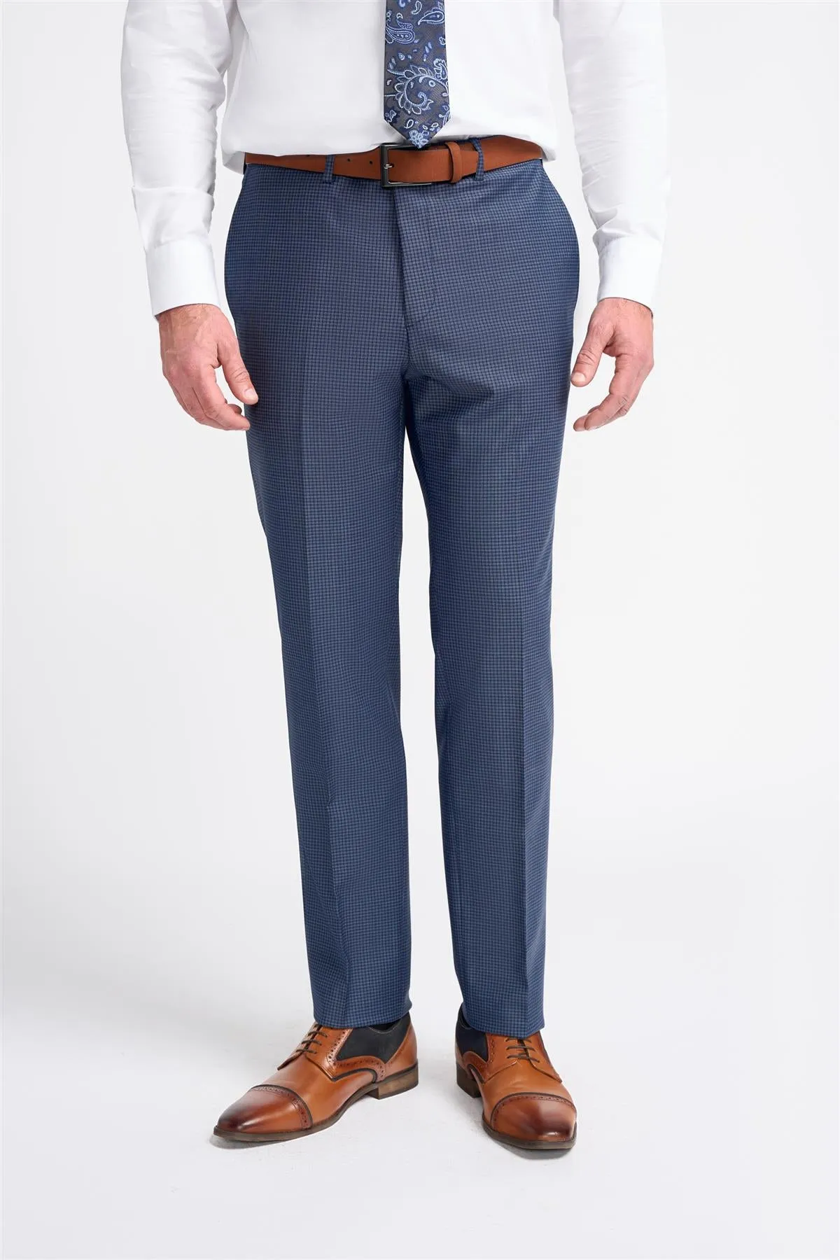 Bond Navy Check Trouser sold by House of Cavani