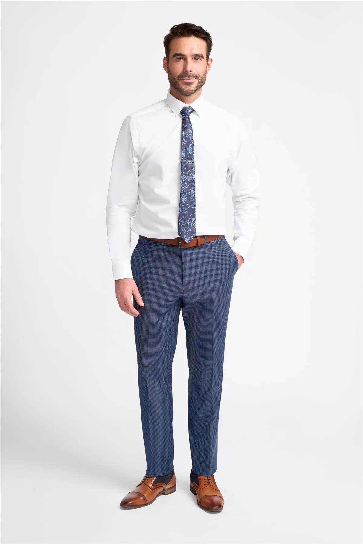 Bond Navy Check Trouser sold by House of Cavani product image thumbnail 2
