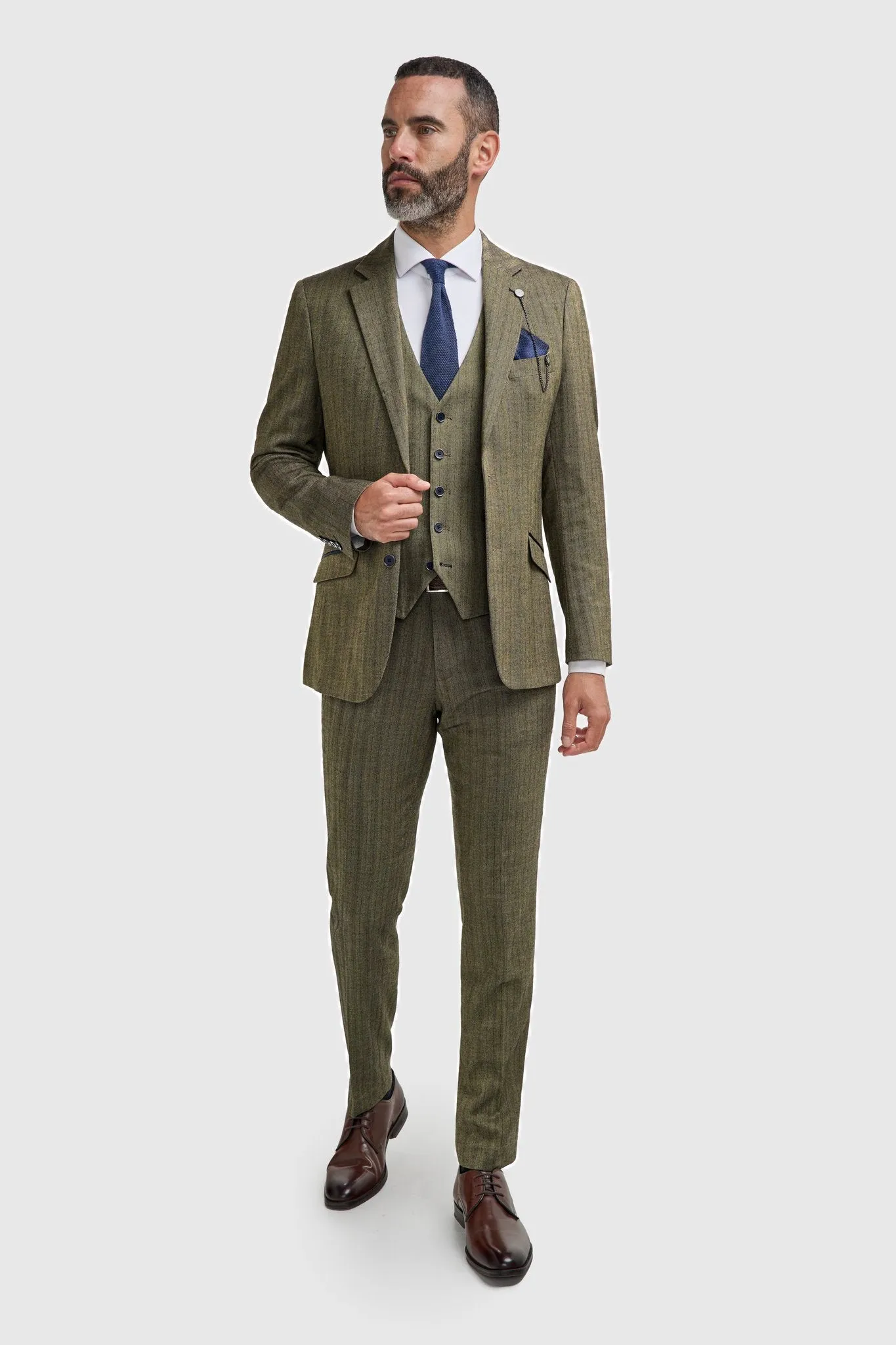 Damon Three Piece Suit with Single Breasted Waistcoat sold by House of Cavani