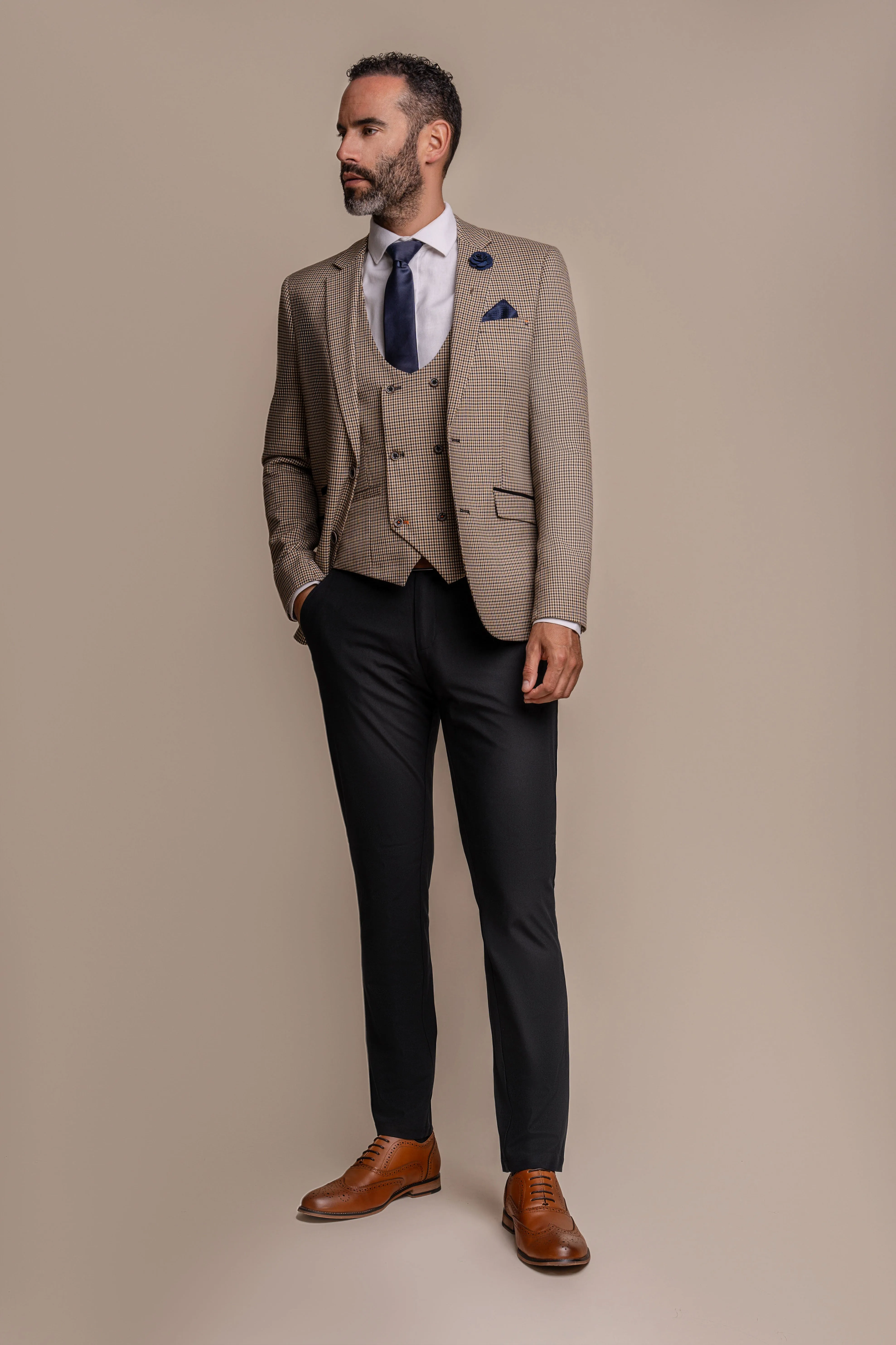 Elwood Houndstooth with Reed Black Trouser sold by House of Cavani