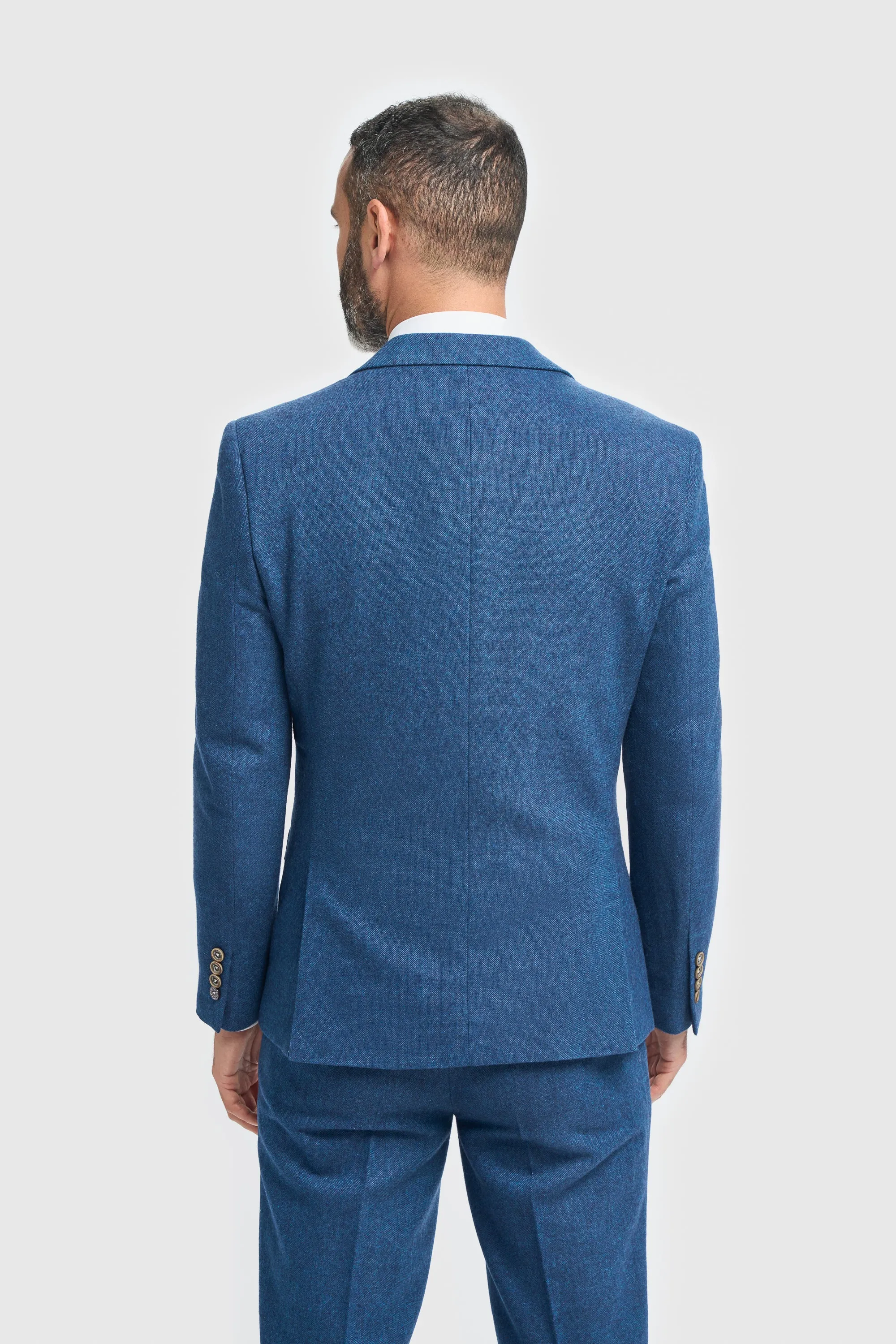 Blue Tweed Slim Fit Three Piece Suit sold by House of Cavani product image thumbnail 5