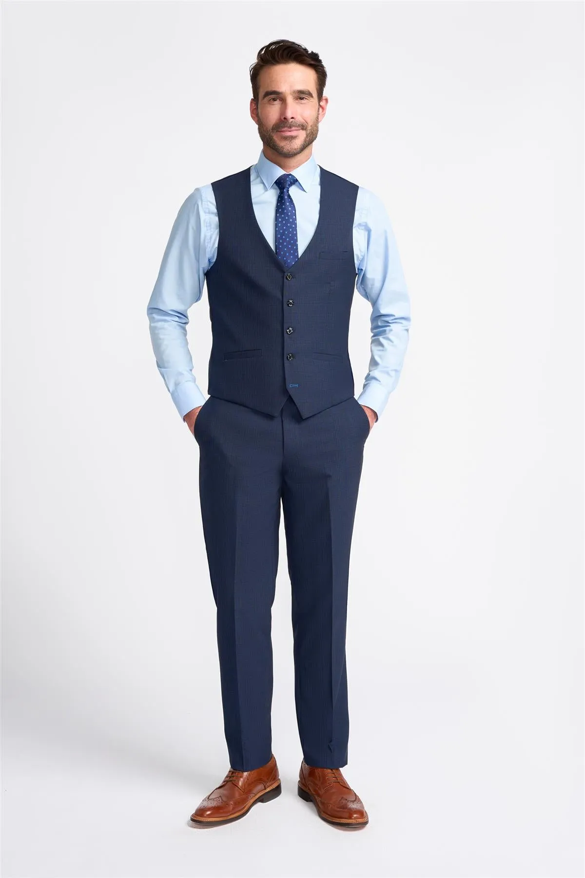Navy Plain Waistcoat sold by House of Cavani product image thumbnail 2