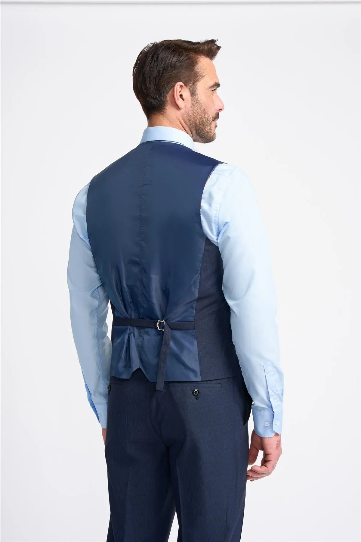 Navy Plain Waistcoat sold by House of Cavani product image thumbnail 3