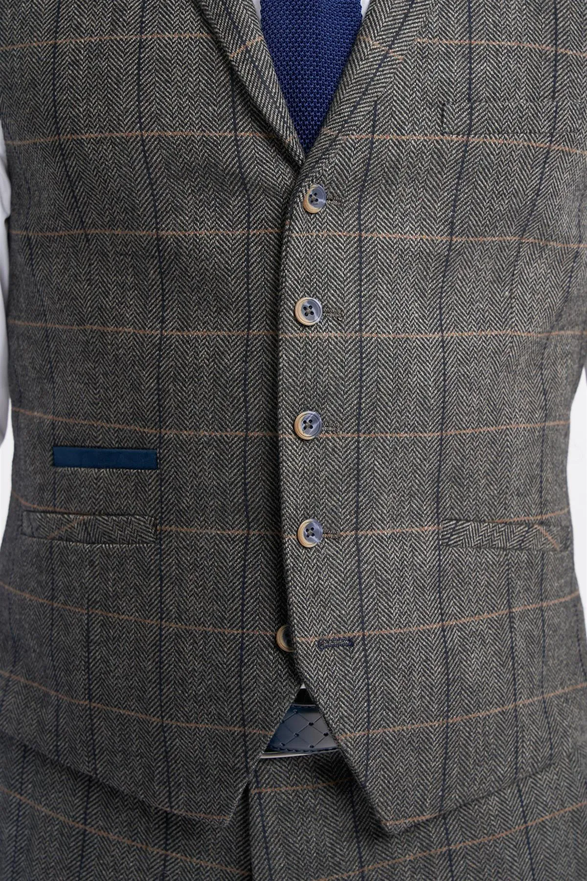 Grey Tweed Check Waistcoat sold by House of Cavani product image thumbnail 4