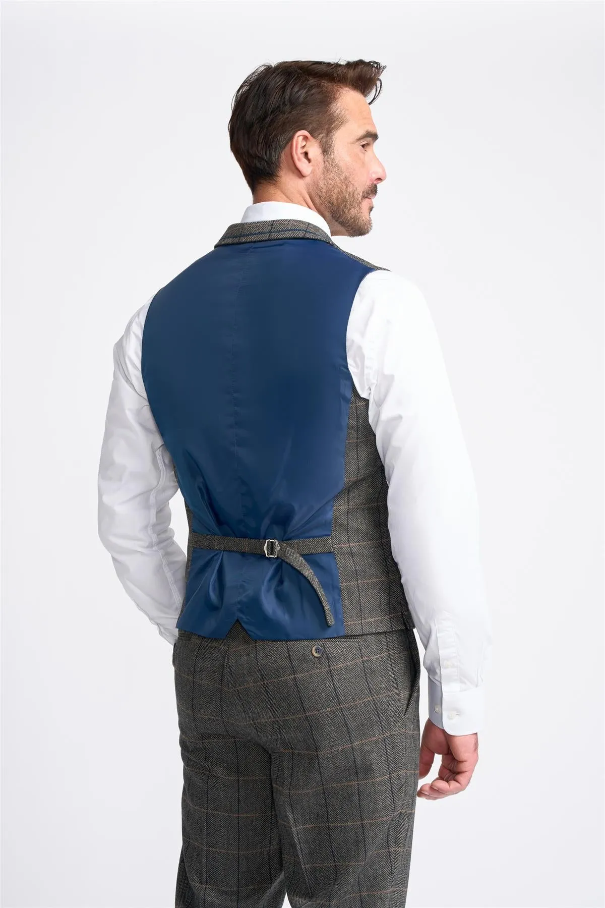 Grey Tweed Check Waistcoat sold by House of Cavani product image thumbnail 3