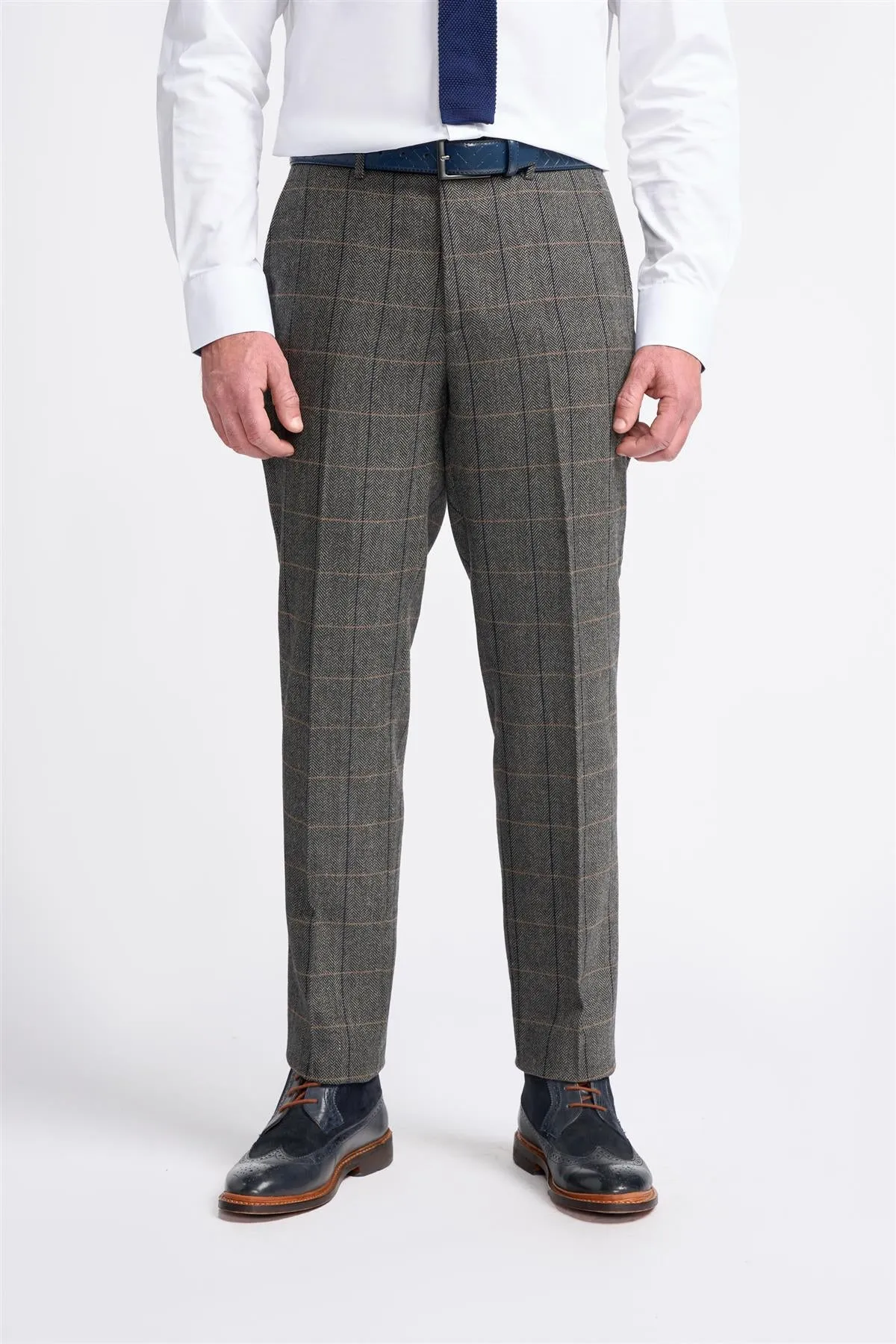 Grey Tweed Check Trousers sold by House of Cavani