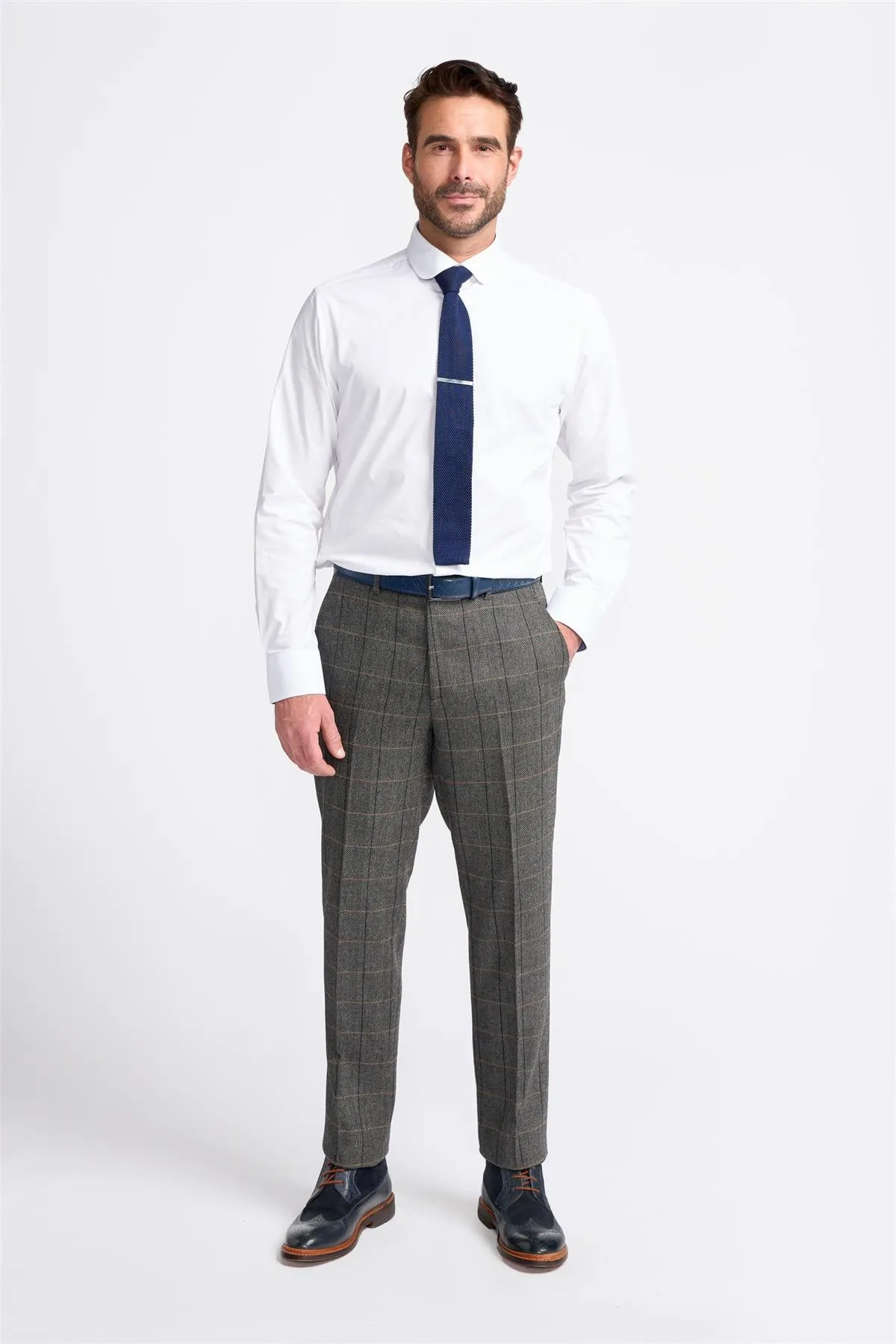Grey Tweed Check Trousers sold by House of Cavani product image thumbnail 2