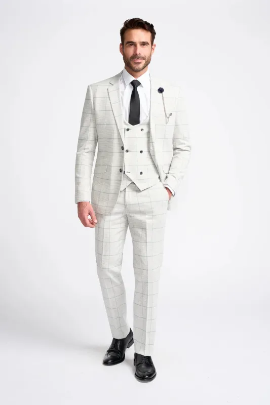 Light Grey Check Three Piece Suit made by House of Cavani