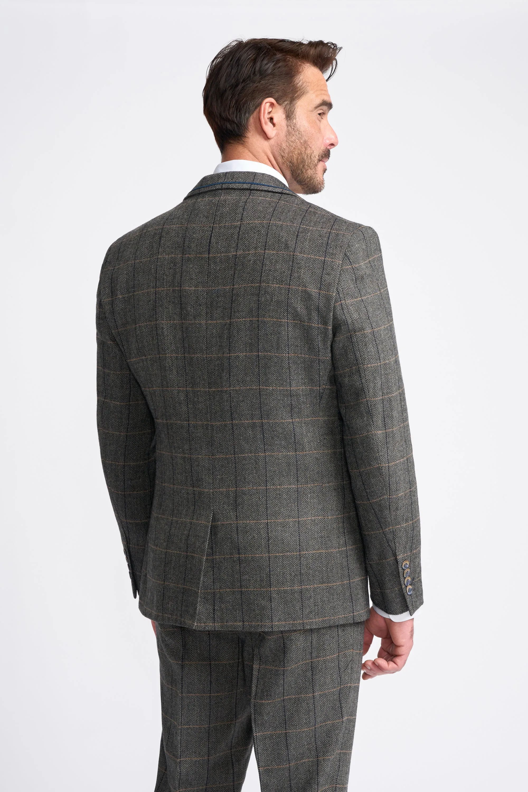 Grey Tweed Check Three Piece Suit sold by House of Cavani product image thumbnail 3