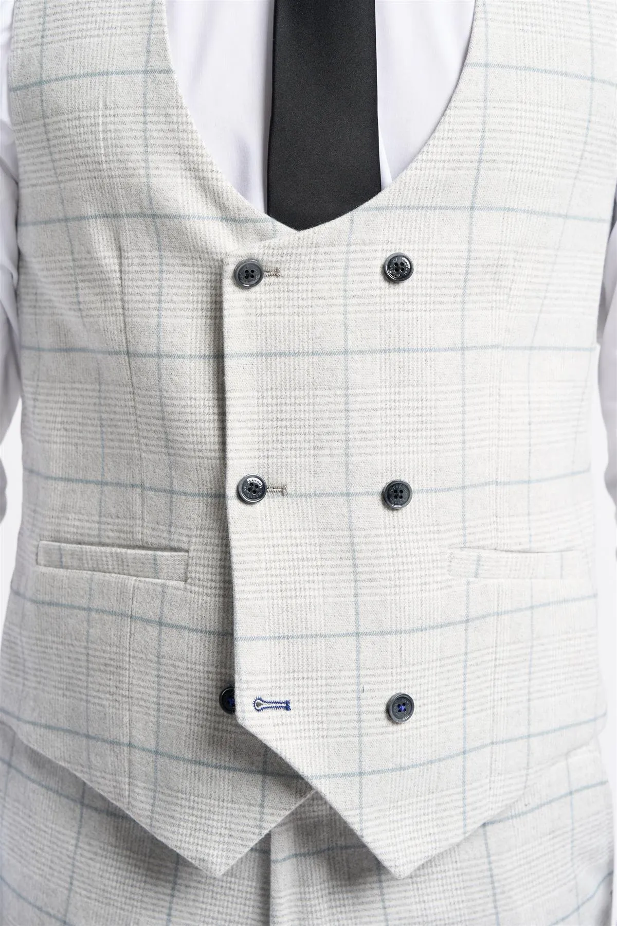 Light Grey Check Waistcoat sold by House of Cavani product image thumbnail 5