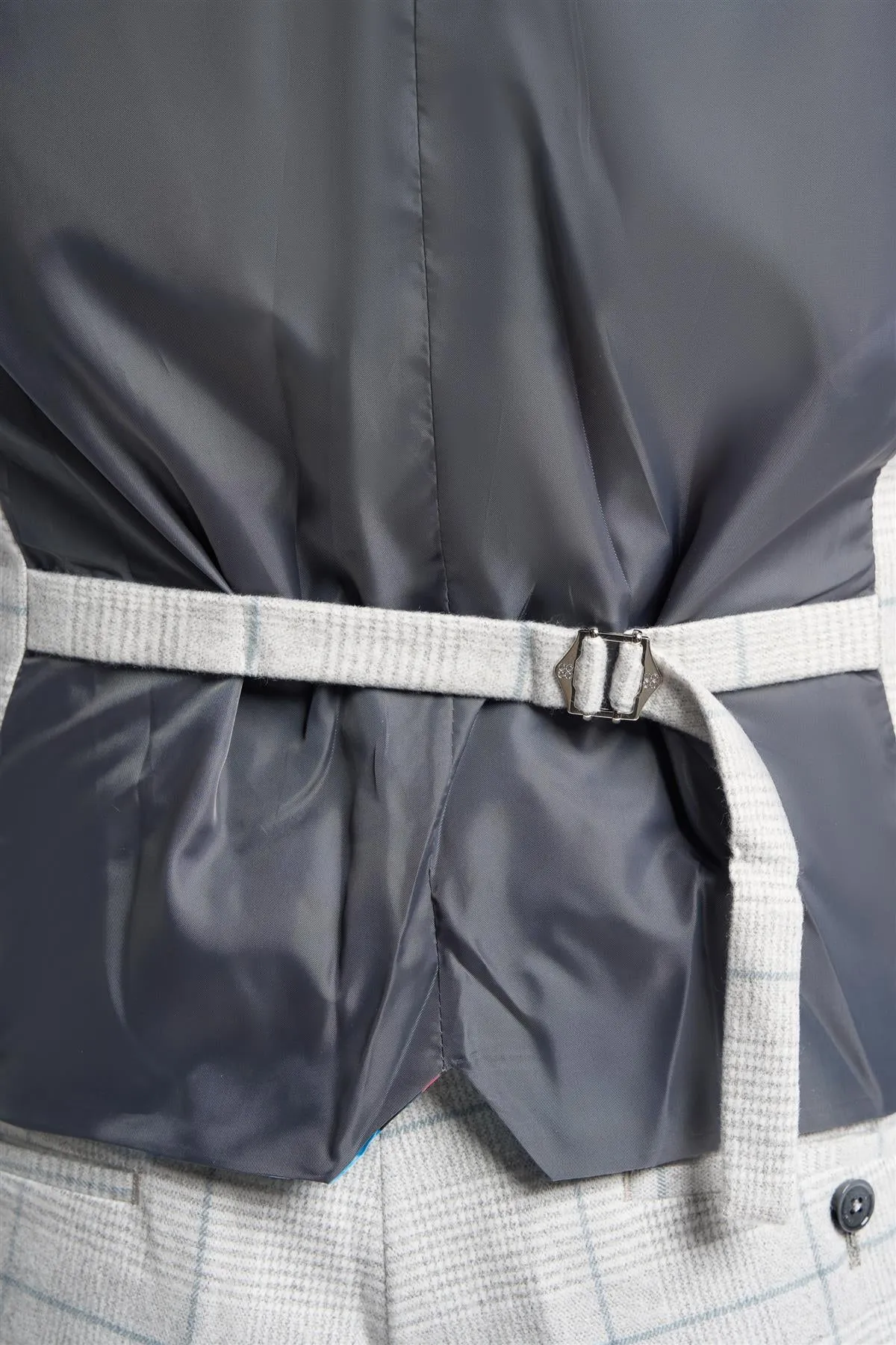 Light Grey Check Waistcoat sold by House of Cavani product image thumbnail 4