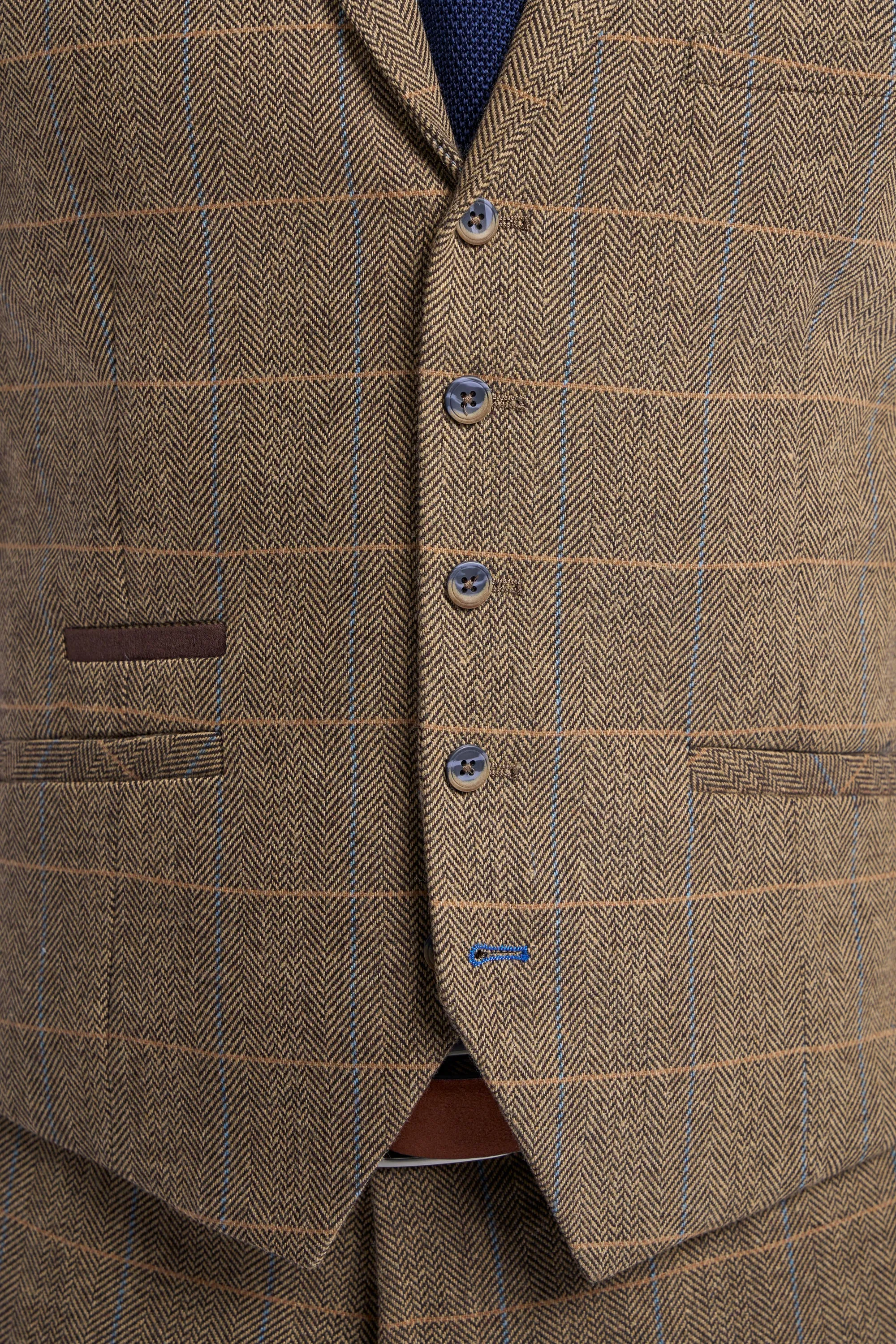 Brown Check Tweed Waistcoat sold by House of Cavani product image thumbnail 3