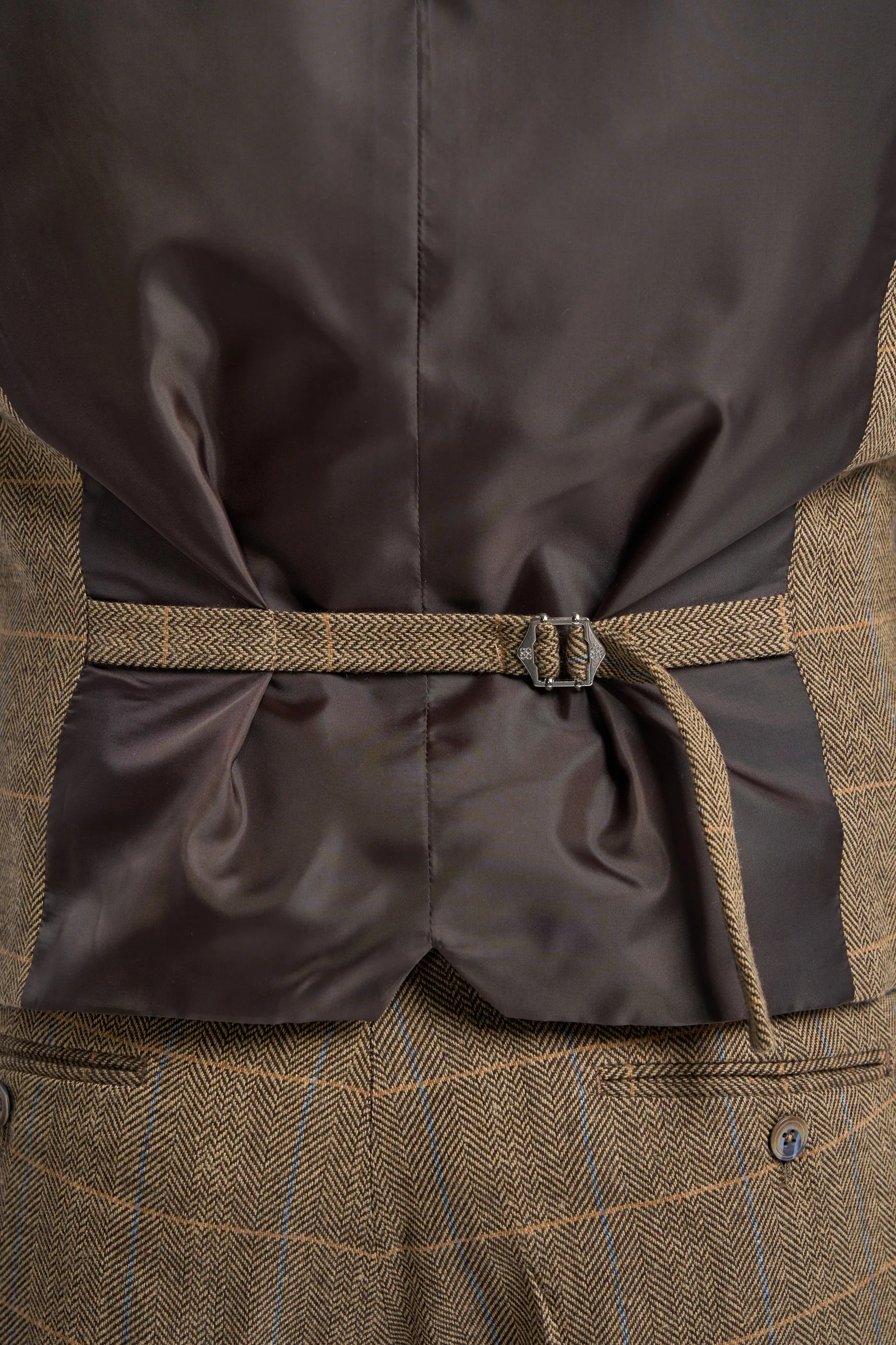 Brown Check Tweed Waistcoat sold by House of Cavani product image thumbnail 5