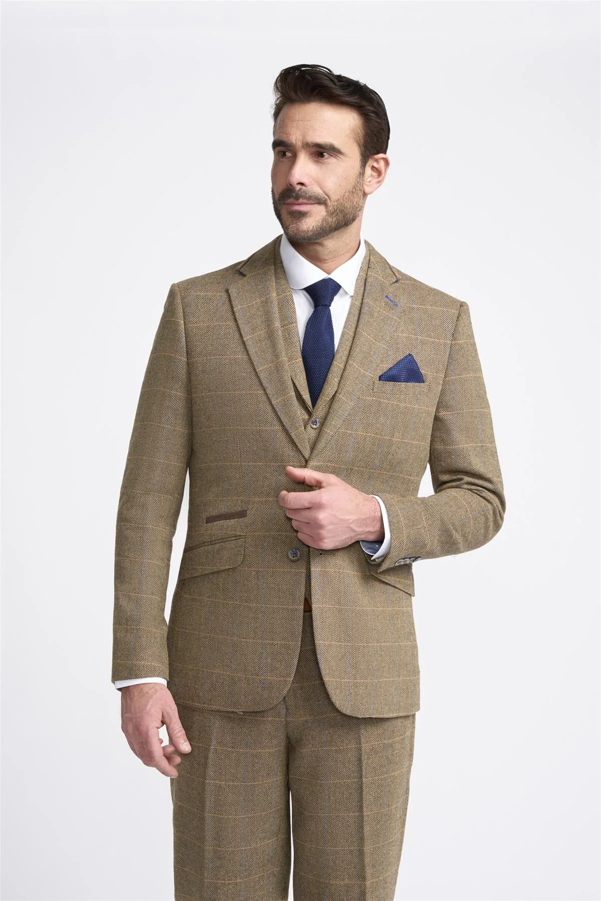 Brown Check Tweed Check Blazer sold by House of Cavani