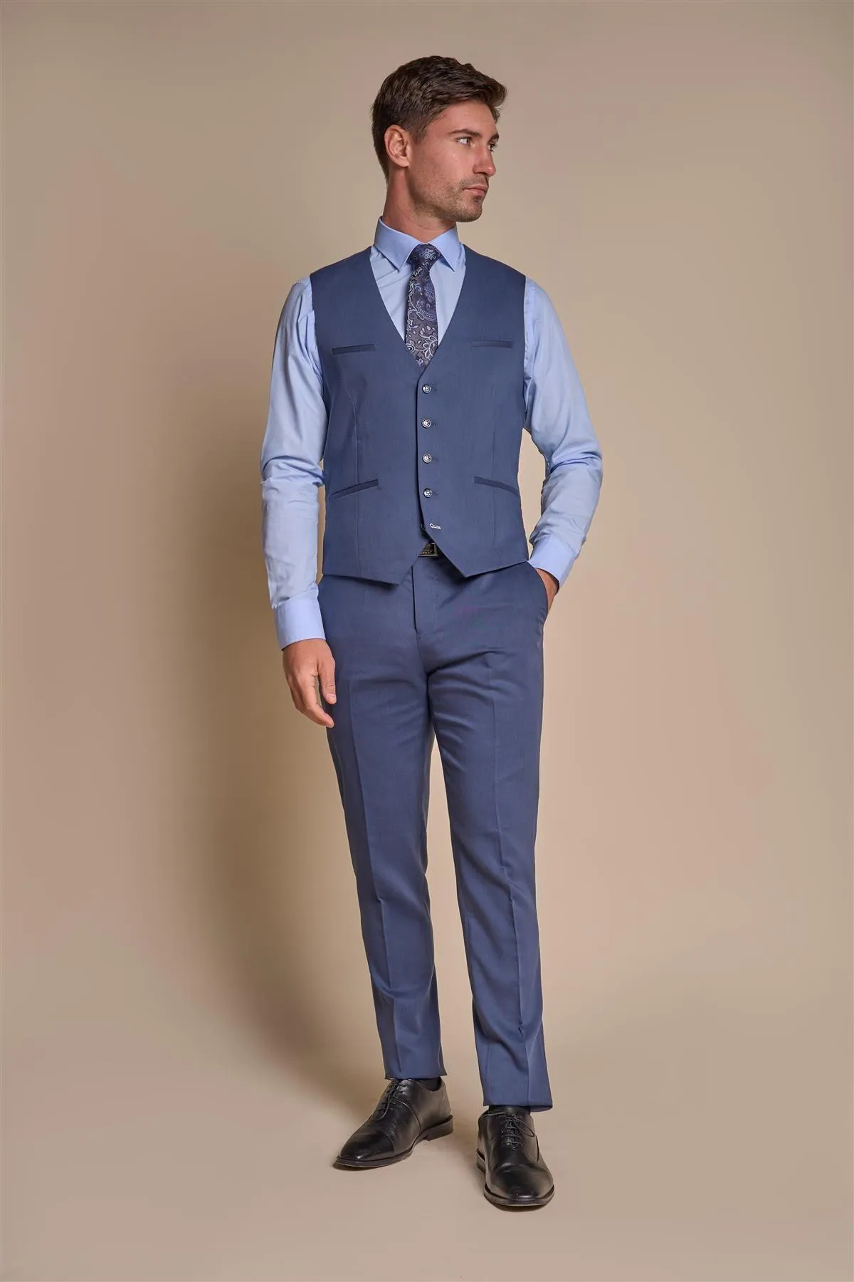 Teal Plain Waistcoat sold by House of Cavani product image thumbnail 2