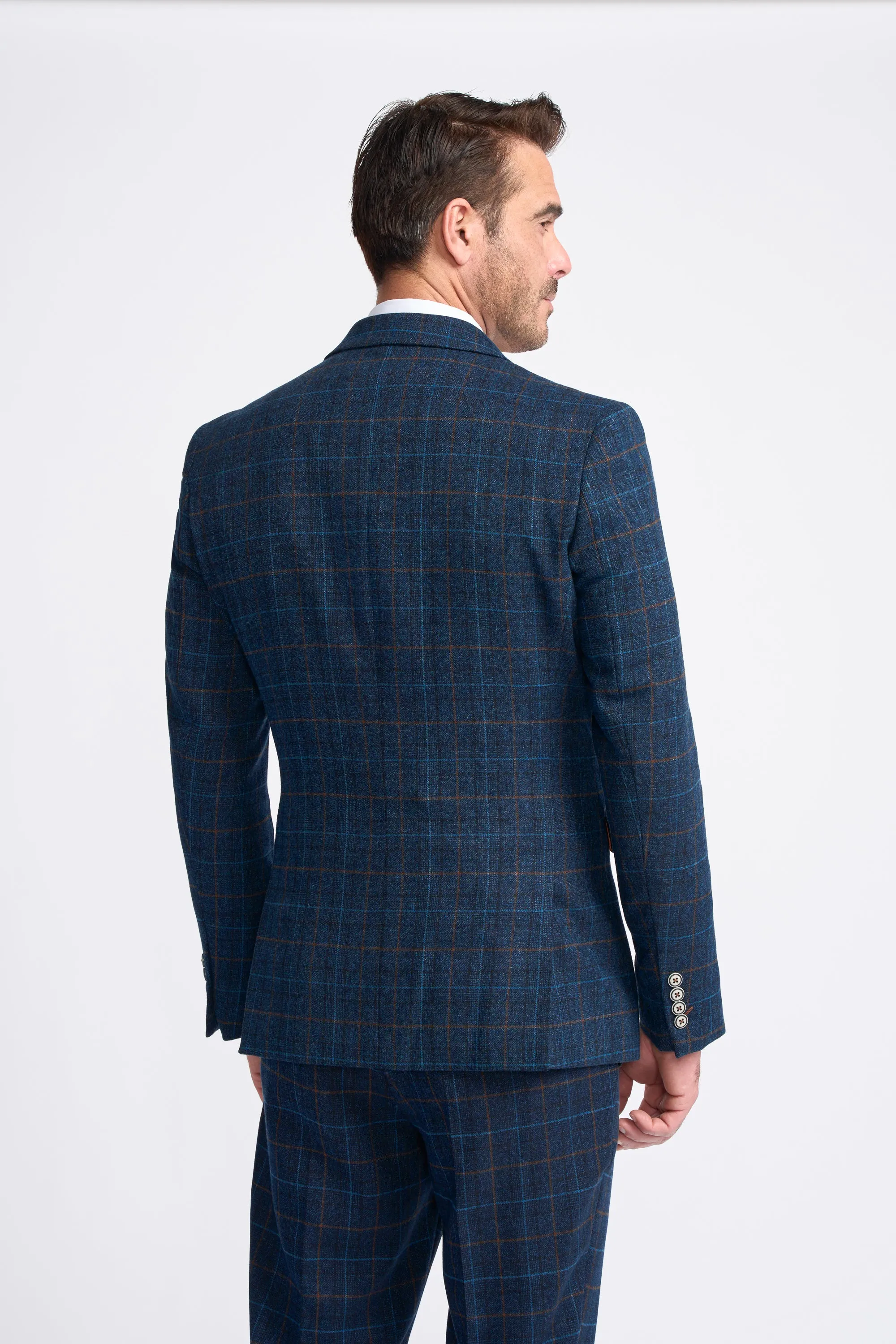 Navy Blue Check Blazer sold by House of Cavani product image thumbnail 3