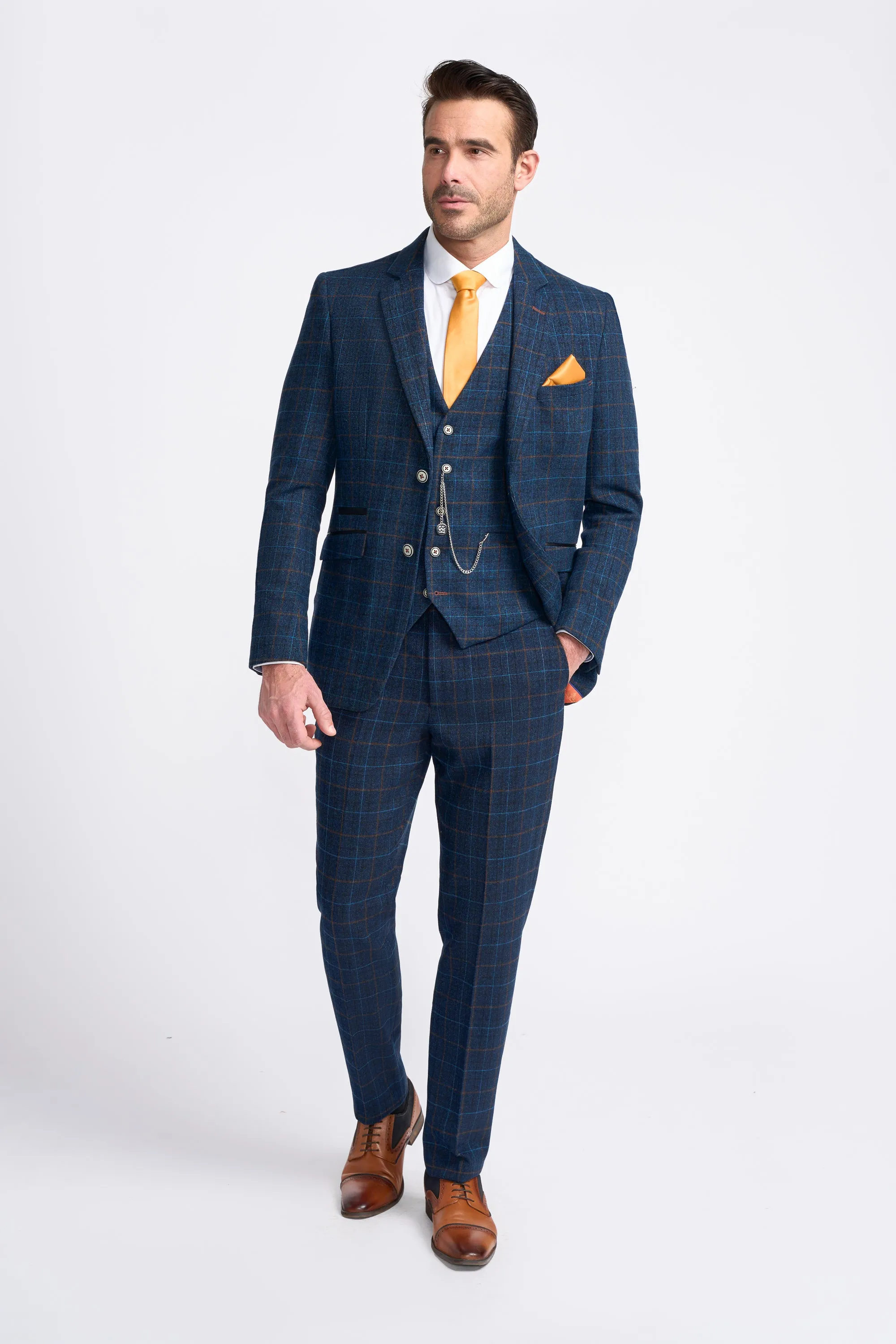 Navy Blue Check Blazer sold by House of Cavani product image thumbnail 2