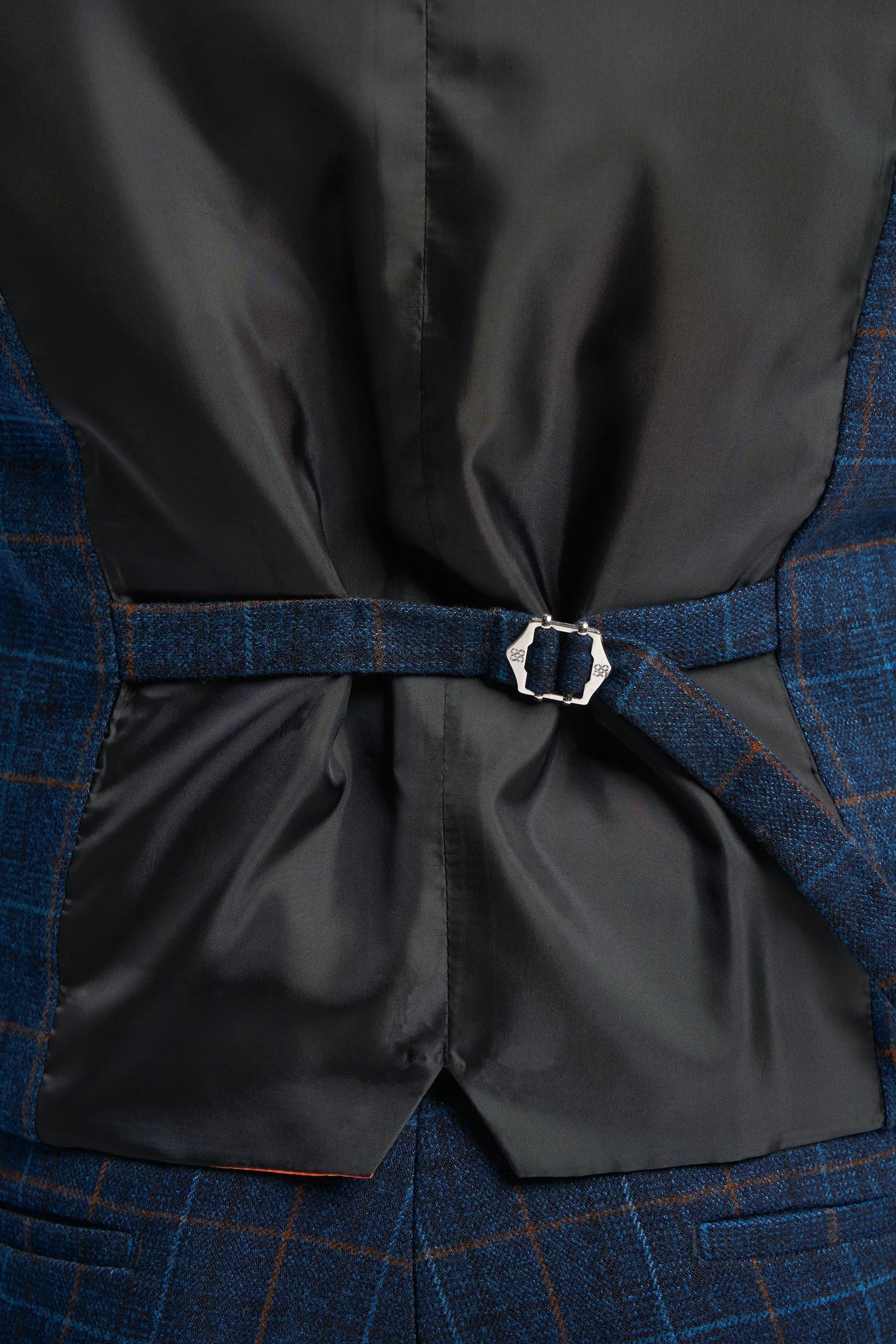 Navy Blue Check Waistcoat sold by House of Cavani product image thumbnail 5