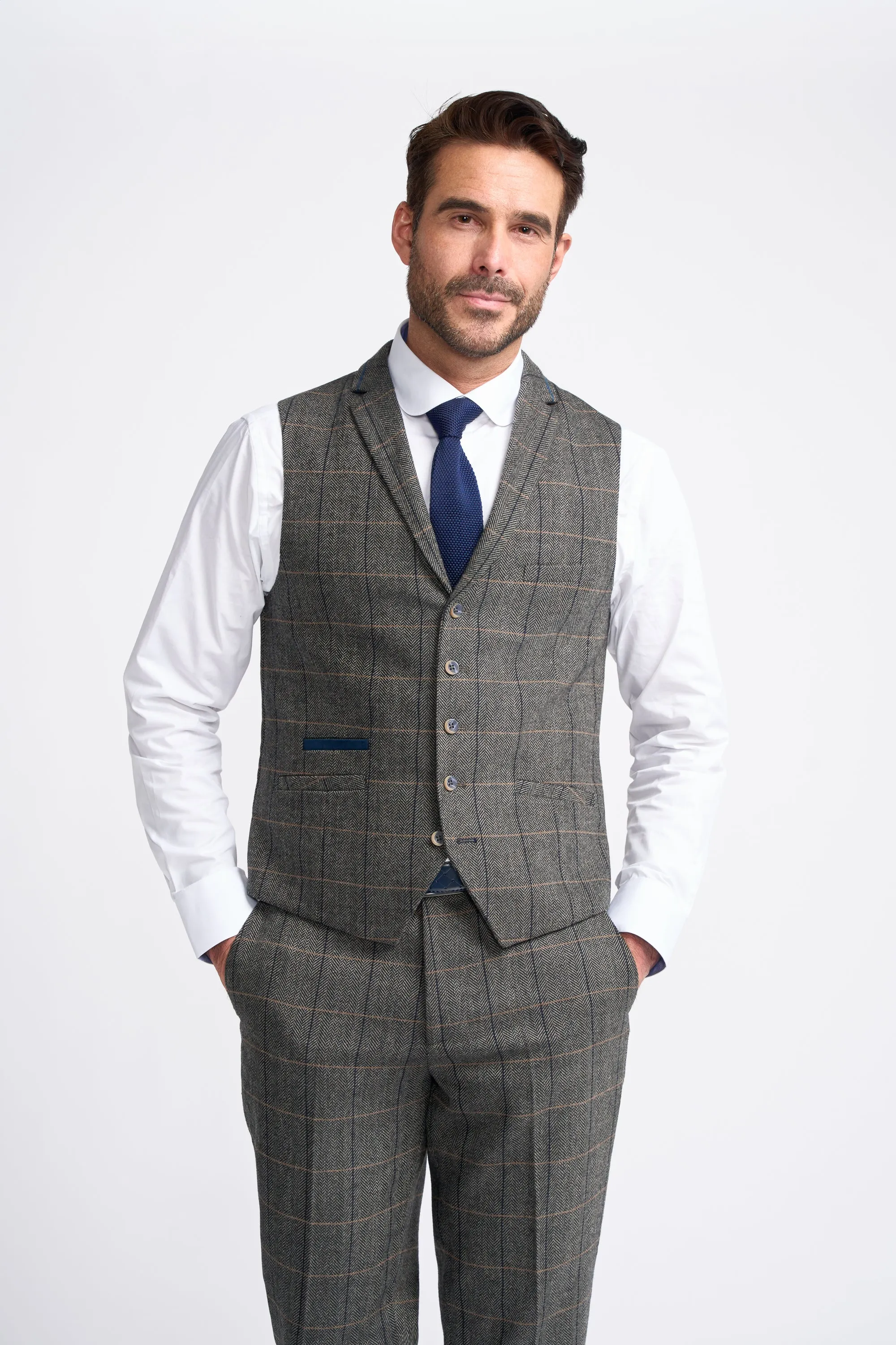 Grey Short Tweed Three Piece Suit sold by House of Cavani product image thumbnail 5