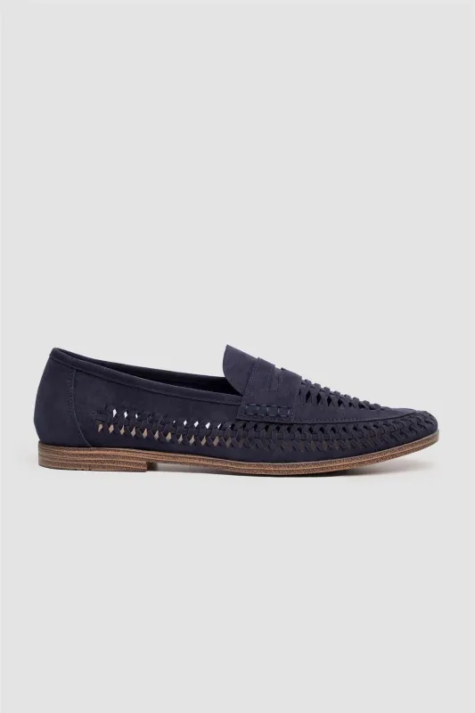 Calvina Navy Loafers made by House of Cavani