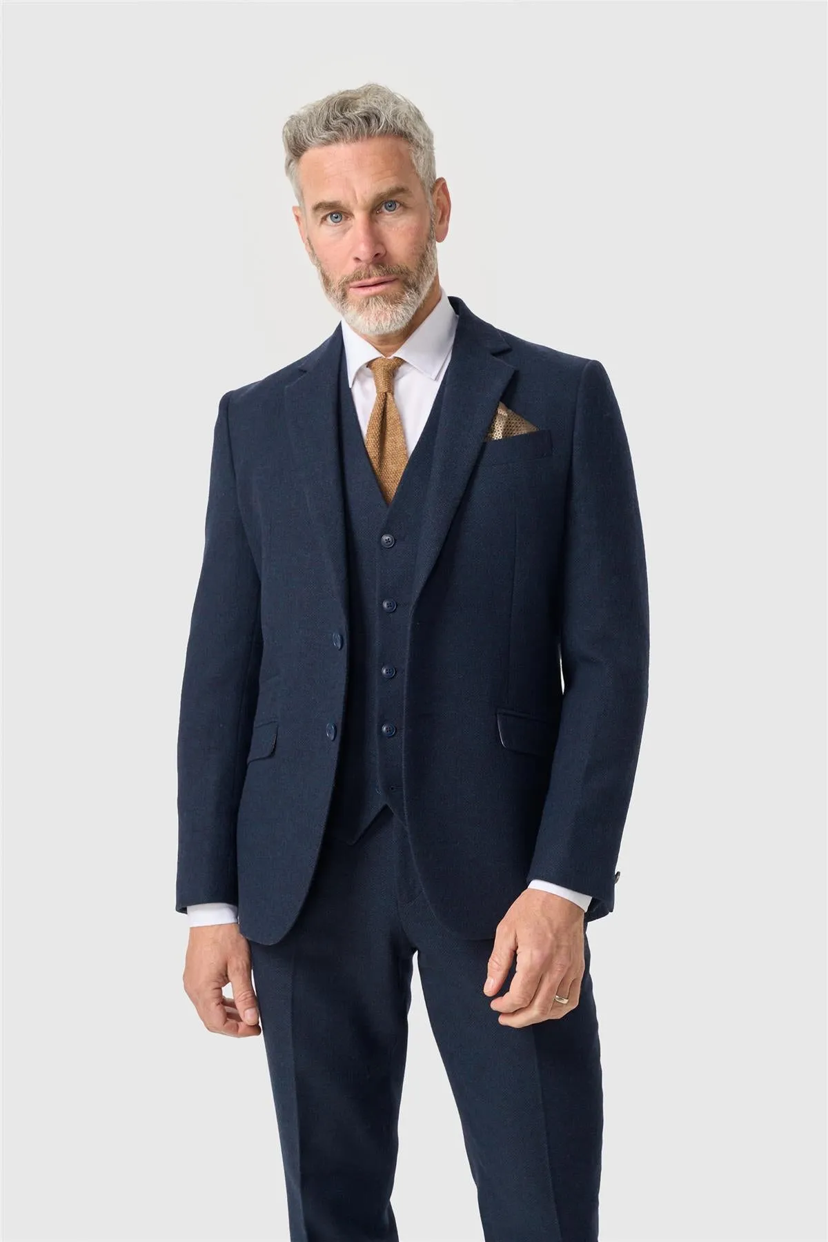 Thomas Navy Tweed Three Piece Suit sold by House of Cavani product image thumbnail 2