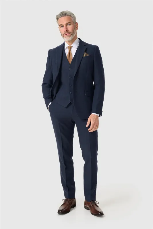 Thomas Navy Tweed Three Piece Suit made by House of Cavani