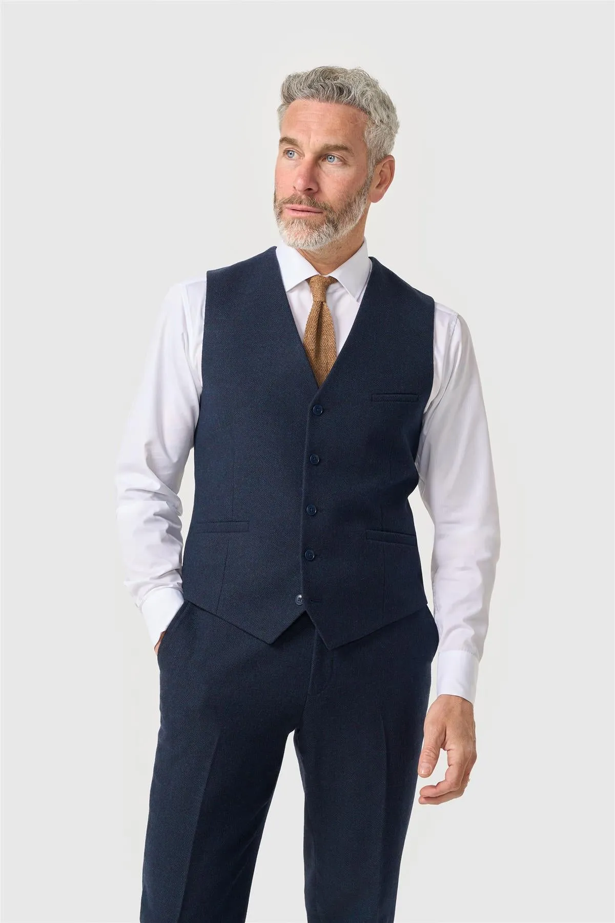 Thomas Navy Tweed Three Piece Suit sold by House of Cavani product image thumbnail 4