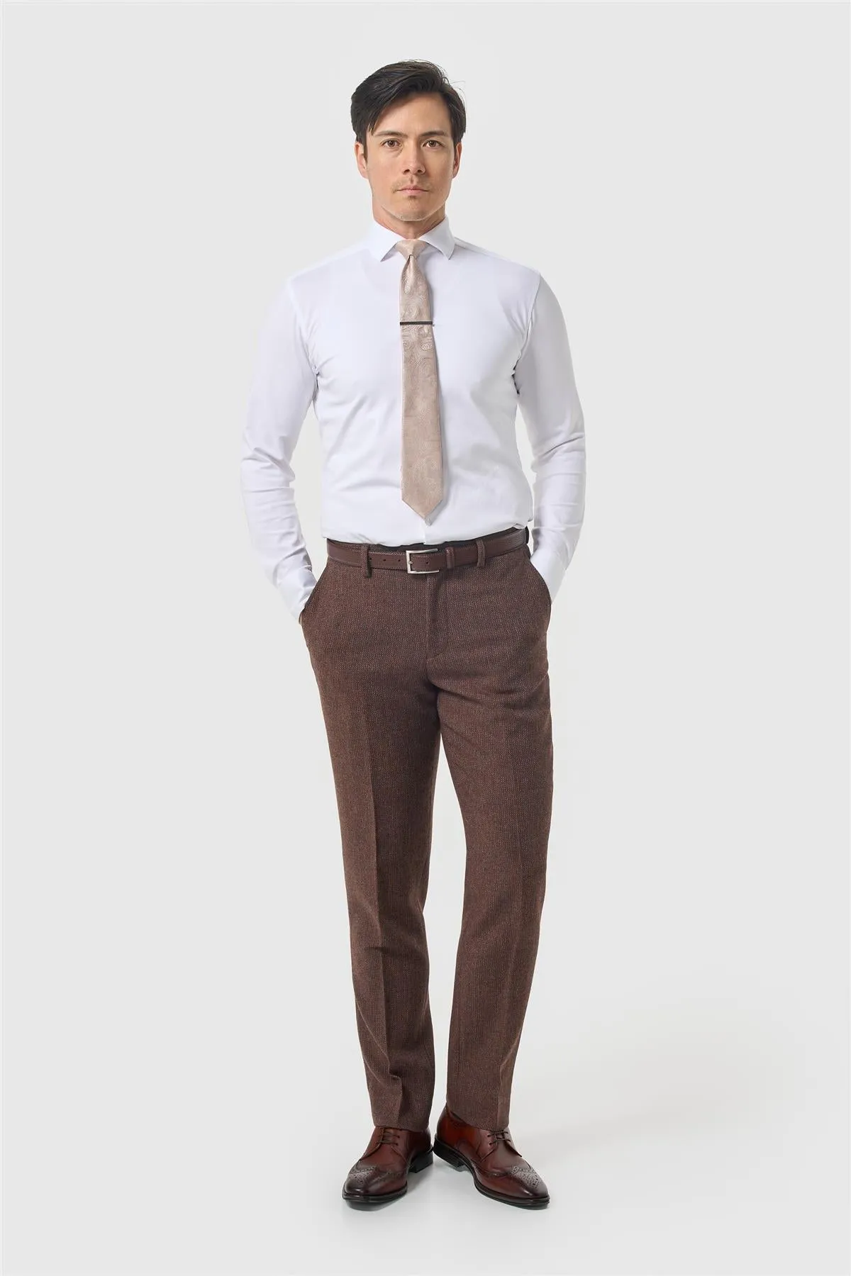 Thomas Dark Mahogany Tweed Trousers sold by House of Cavani product image thumbnail 2