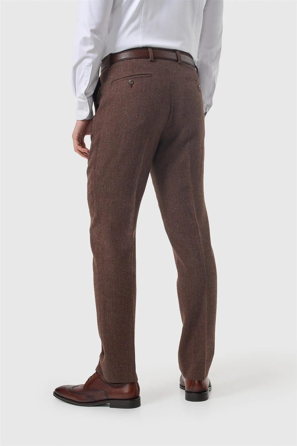 Thomas Dark Mahogany Tweed Trousers sold by House of Cavani product image thumbnail 3