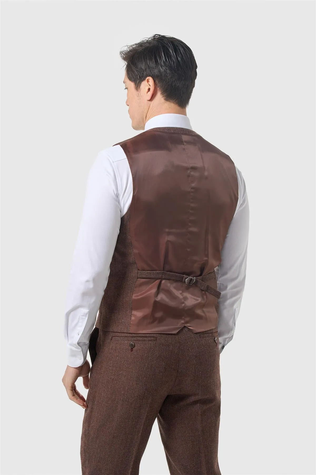 Thomas Dark Mahogany Tweed Waistcoat sold by House of Cavani product image thumbnail 3