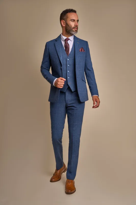 Carnegi Navy Regular Tweed Three Piece Suit sold by House of Cavani