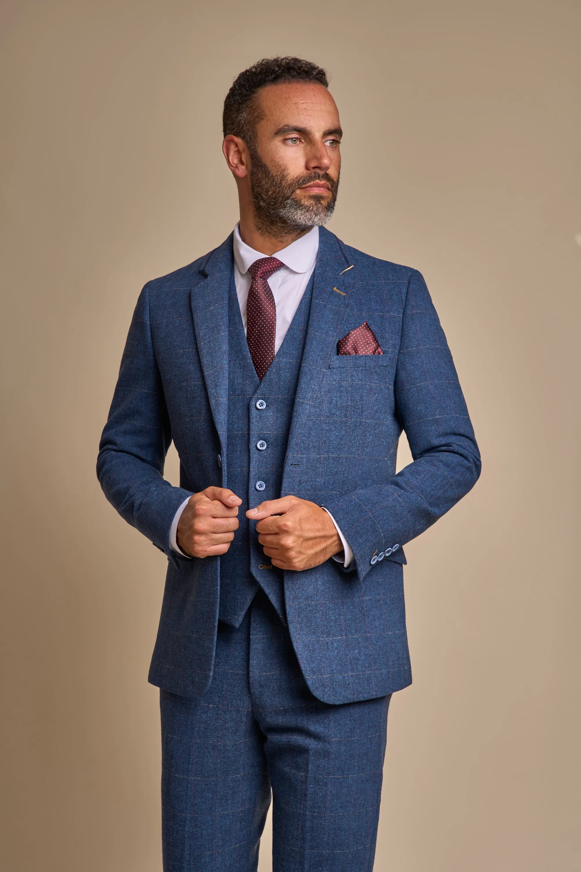 Carnegi Navy Regular Tweed Three Piece Suit sold by House of Cavani product image thumbnail 2