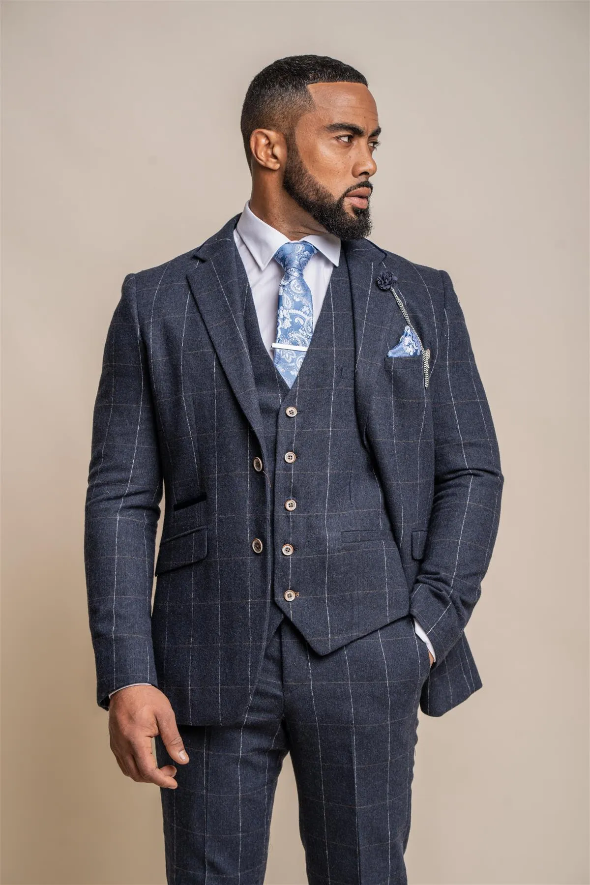 Angels Navy Check Blazer sold by House of Cavani