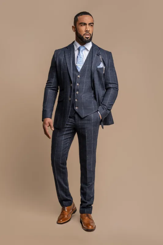 Angels Navy Check Three Piece Suit sold by House of Cavani