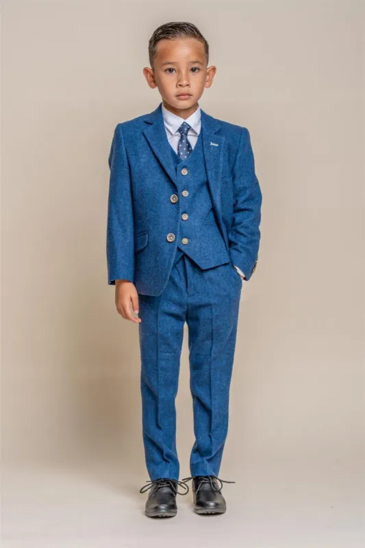 Boys Orson Blue Three Piece Suit sold by House of Cavani
