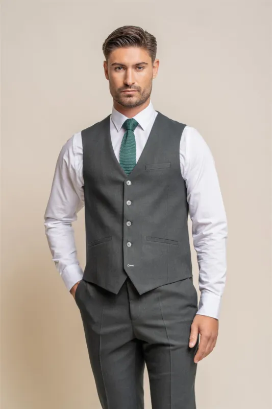Furious Olive Waistcoat sold by House of Cavani