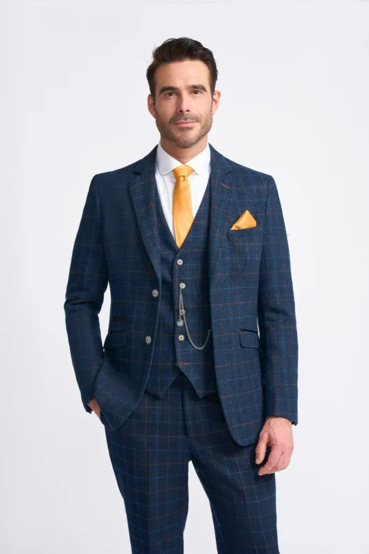 Cody Blue Check Blazer made by House of Cavani