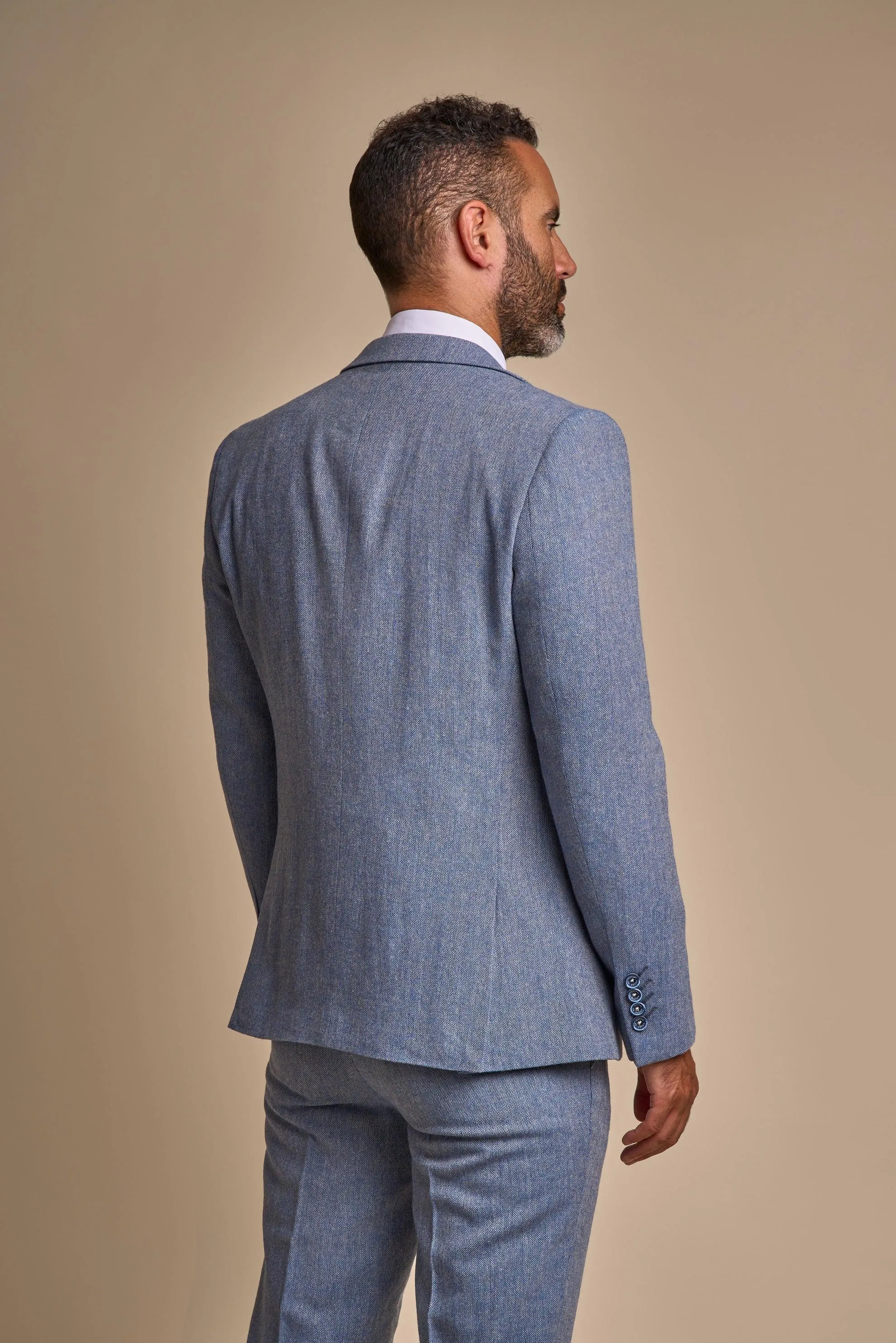 Wells Blue Tweed Slim Fit Three Piece Suit sold by House of Cavani product image thumbnail 3