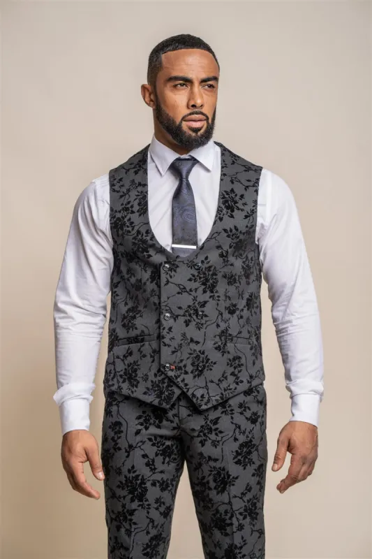 Georgi Floral Double Breasted Waistcoat sold by House of Cavani