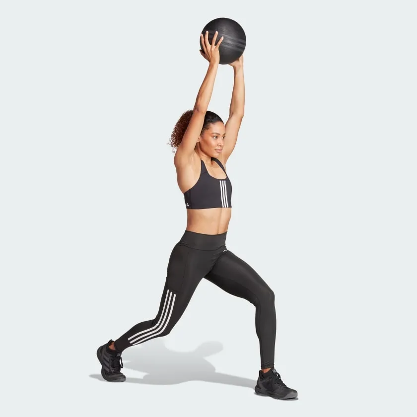 ADIDAS WOMENS OPTIME 3-STRIPES BLACK/WHITE TIGHTS sold by INSPORT product image thumbnail 3