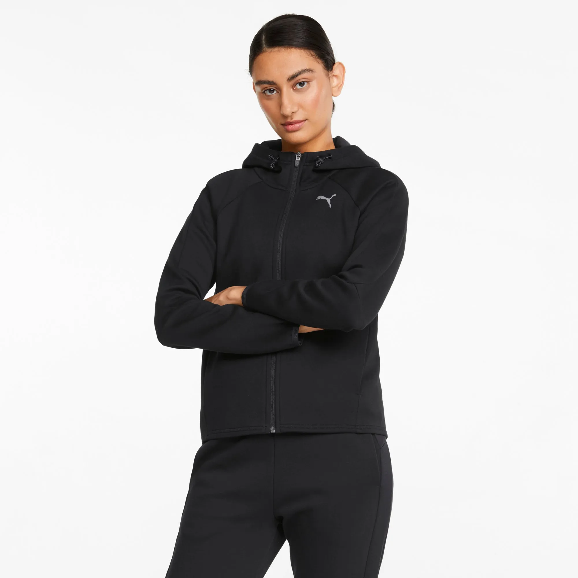 PUMA WOMEN'S EVOSTRIPE FULL-ZIP BLACK HOODIE sold by INSPORT product image thumbnail 2