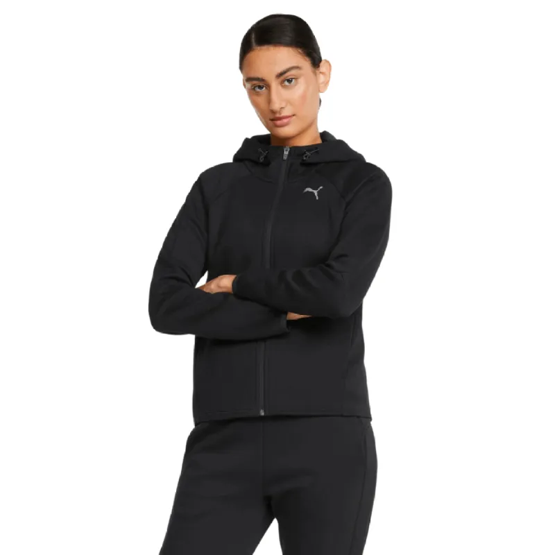 PUMA WOMEN'S EVOSTRIPE FULL-ZIP BLACK HOODIE made by Puma