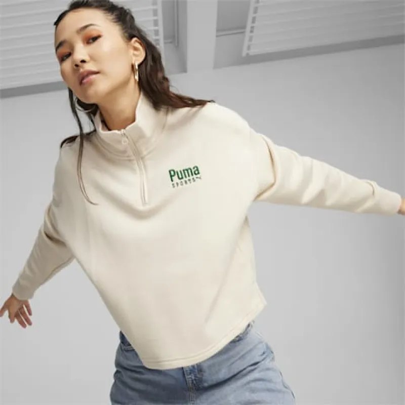 PUMA WOMEN'S TEAM QUATER ZIP WHITE CREW sold by INSPORT