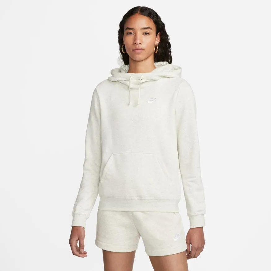 NIKE WOMEN'S SPORTSWEAR CLUB FLEECE OATMEAL HEATHER FUNNEL-NECK HOODIE sold by INSPORT