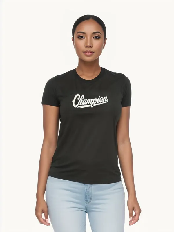 CHAMPION WOMEN'S GRAPHIC BLACK TEE made by Champion