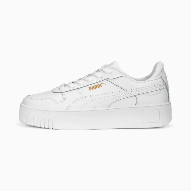 PUMA WOMEN'S CARINA STREET WHITE/GOLD PLATFORM SHOES sold by INSPORT